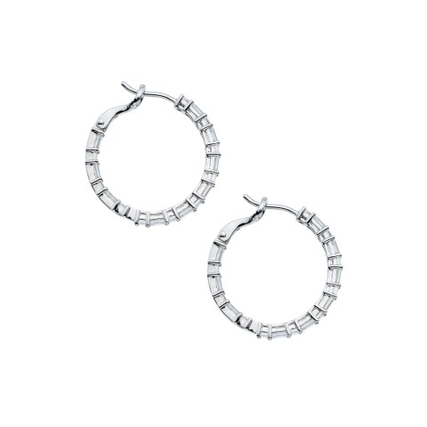 18ct White Gold Baguette and Emerald Cut 4.00ct Diamond Hoop Earrings