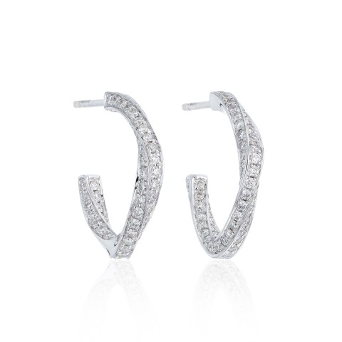 18ct White Gold Brilliant Cut Diamond 1.01ct Twisted Circle Earrings