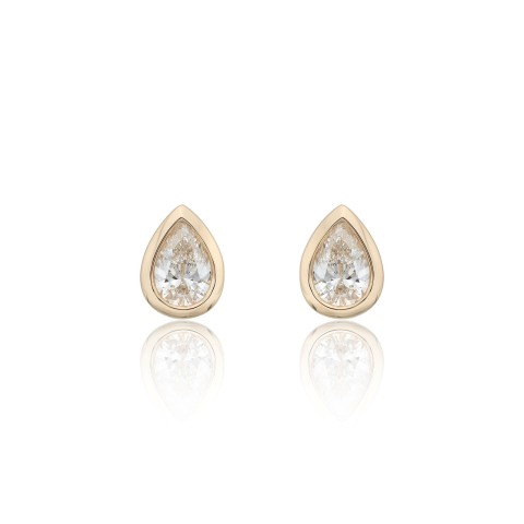 18ct Yellow Gold 0.28ct Pear Solitaire Diamond Earrings