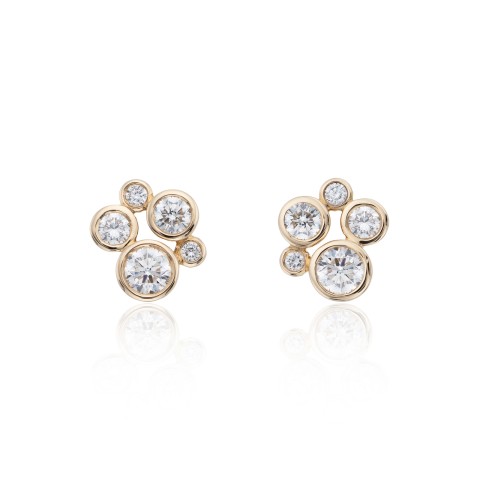 18ct Yellow Gold Round Brilliant 0.90ct Diamond Rubover Bubble Earrings