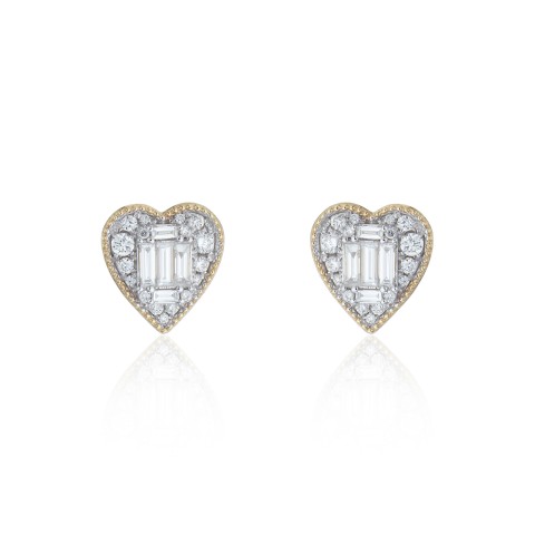 18ct Yellow Gold 0.50ct Mixed Cut Heart Cluster Earrings