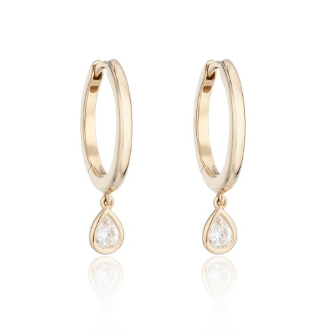 18ct Yellow Gold 0.28ct Pear Diamond Hoop Earrings