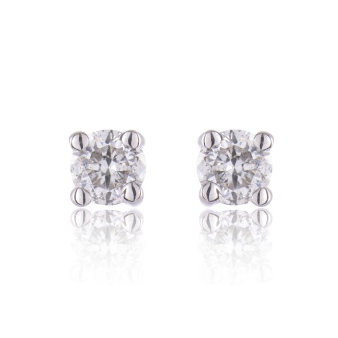 9ct White Gold Brilliant Cut 0.10ct Diamond Stud Earrings