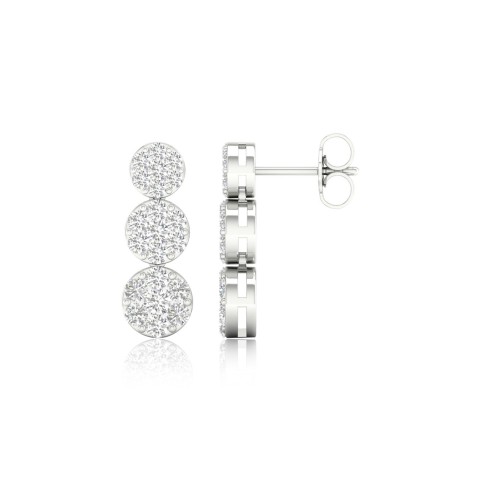 9ct White Gold Brilliant Cut 1.00ct Diamond Cluster Drop Earrings