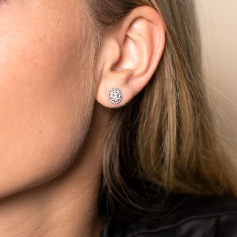 9ct White Gold Brilliant Cut 0.55ct Diamond Halo Stud Earrings