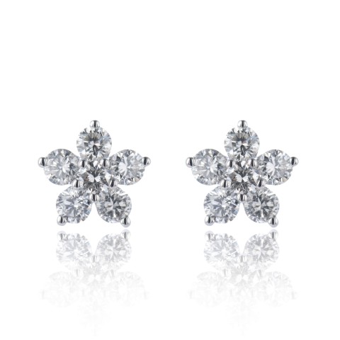 9ct White Gold Brilliant Cut 1.10ct Diamond Cluster Stud Earrings