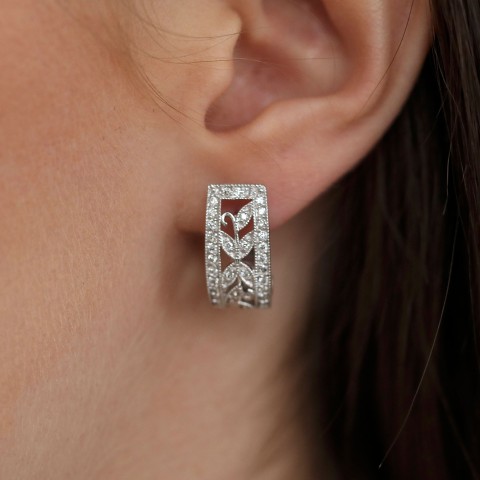1857 9ct White Gold Brilliant Cut 0.50ct Diamond Hoop Earrings