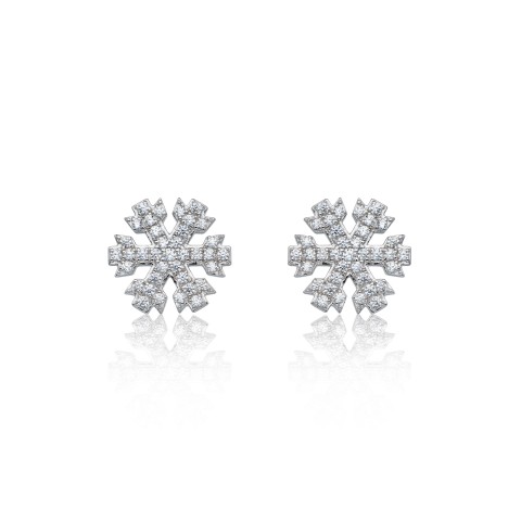 9ct White Gold Brilliant Cut 0.37ct Diamond Snowflake Stud Earrings 1