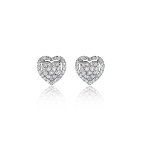 9ct White Gold Brilliant Cut 1.00ct Heart Shaped Diamond Halo Earrings