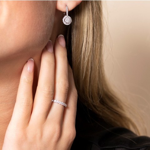 9ct White Gold Brilliant Cut 0.62ct Diamond Drop Earrings