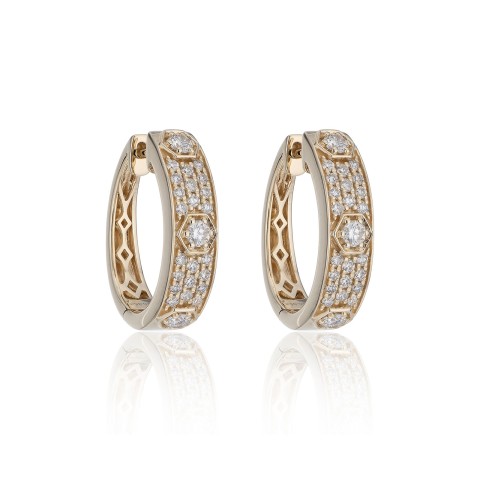 9ct Yellow Gold Brilliant Cut Diamond 0.70ct Pave Hoop Earrings