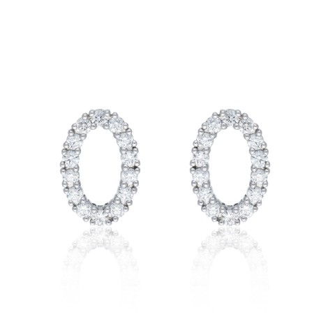 18ct White Gold 0.80ct Round Brilliant Diamond Fancy Oval Earrings