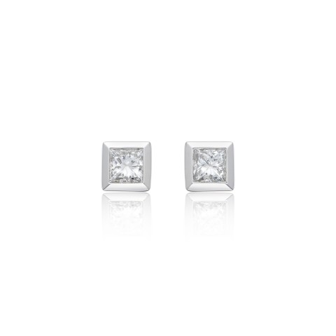18ct White Gold 0.28ct Princess Cut Diamond Earrings