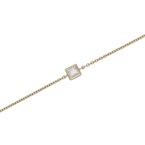 18ct Yellow Gold 0.14ct Princess Cut Diamond Bracelet