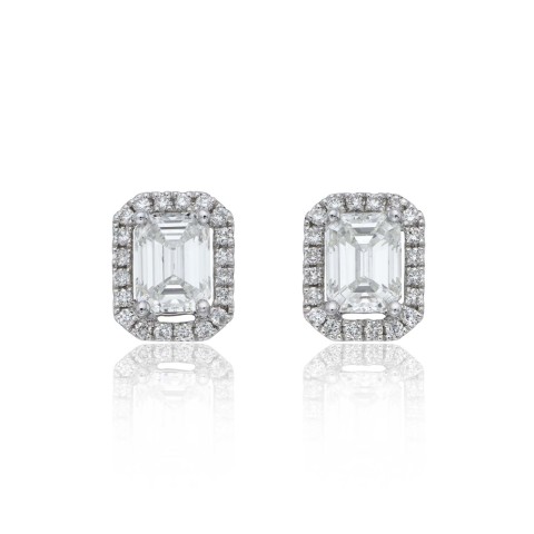 18ct White Gold Emerald Cut 2.25ct Diamond Earrings