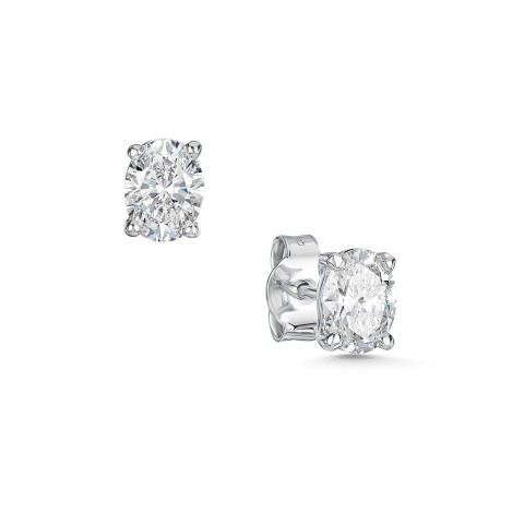 18ct White Gold Oval Cut 1.50ct Diamond Solitaire Earrings