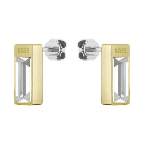 BOSS Clia Light Yellow Gold Crystal Baguette Ladies Earrings 1580413