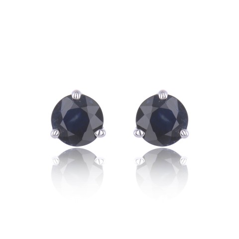 9ct White Gold Round Brilliant Cut Sapphire Earrings