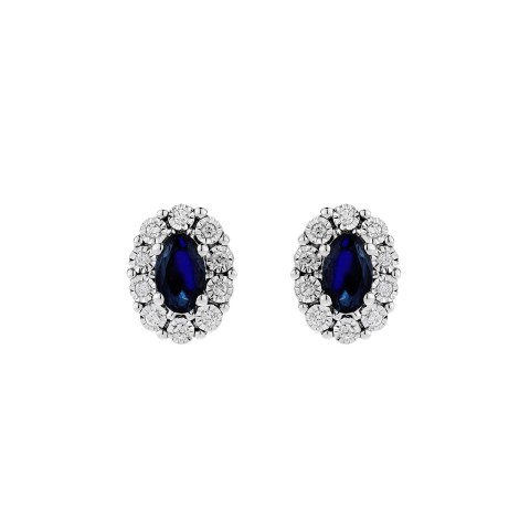 9ct White Gold Diamond And Sapphire Earrings