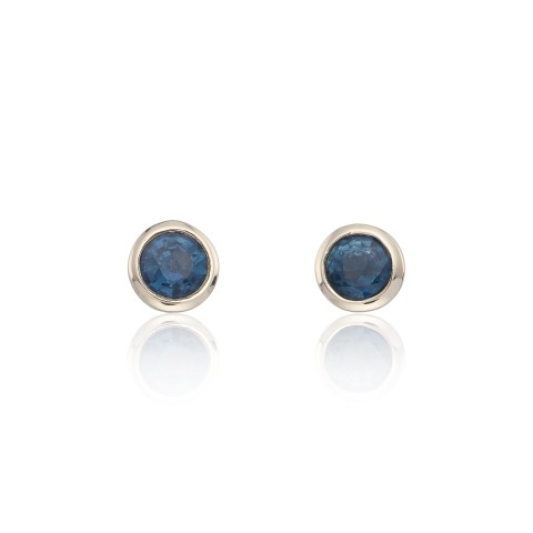 9ct Yellow Gold Sapphire Rub Over Earrings 