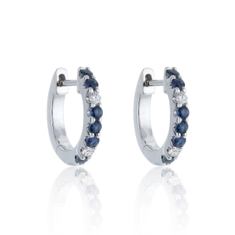 9ct White Gold Brilliant Cut Sapphire And Diamond 0.45ct Hoop Earrings