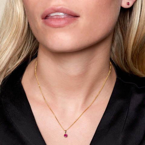9ct Yellow Gold Ruby Rub Over Pendant