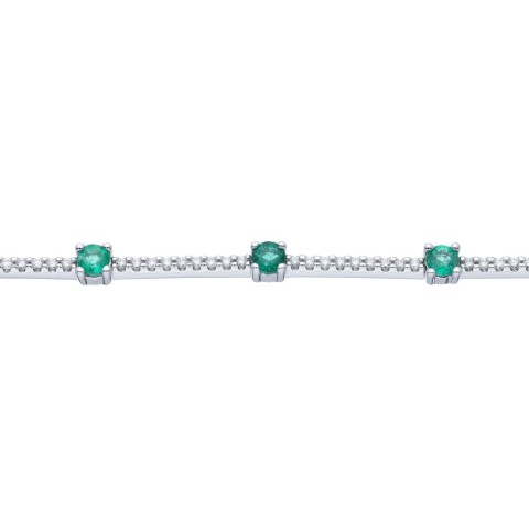 9ct White Gold Diamond 0.54ct and Emerald 1.10ct Bracelet