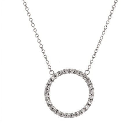 9ct White Gold Cubic Zirconia Circle Necklet