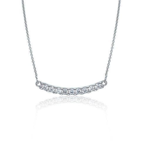 9ct White Gold Cubic Zirconia Curve Necklace