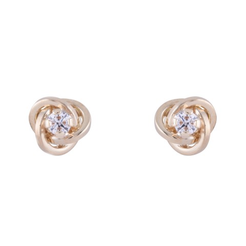 9ct Yellow Gold Cubic Zirconia Knot Stud Earrings