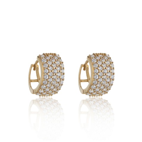 9ct Yellow Gold Cubic Zirconia Pave Hoop Earrings