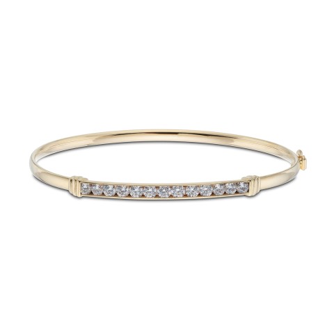 9ct Yellow Gold Cubic Zirconia Oval Bangle
