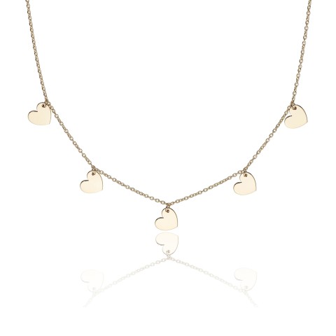 9ct Yellow Gold Mini Heart Drop Necklace