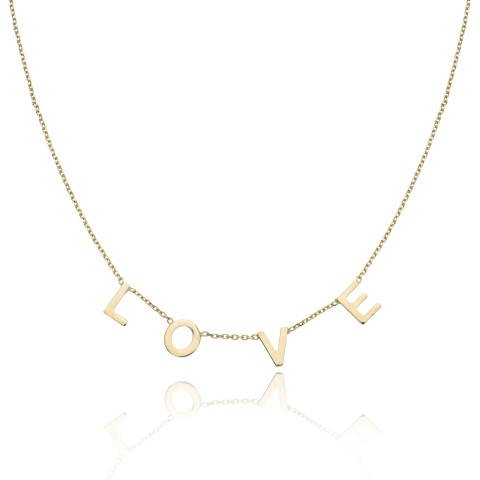9ct Yellow Gold LOVE Flat Letter Necklace