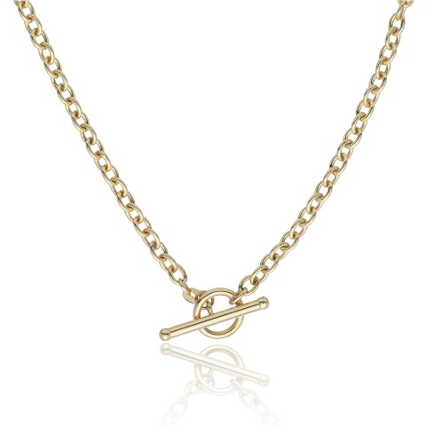 9ct Yellow Gold Belcher T-bar Necklace