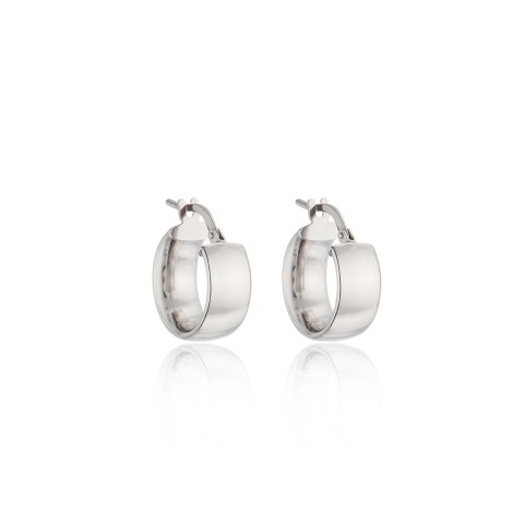 9ct White Gold Thick Hoop Earrings