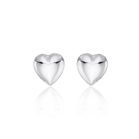 9ct White Gold Heart Stud Earrings 
