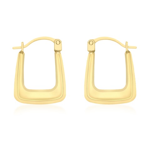 9ct Yellow Gold Chunky Square Hoop Earrings 15mm