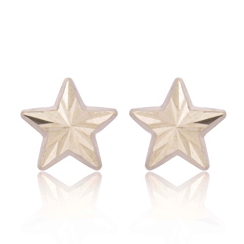 9ct Yellow Gold Diamond Cut Star Stud Earrings
