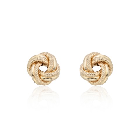 9ct Yellow Gold Textured Knot Stud Earrings