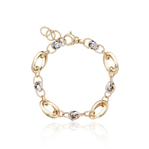9ct White and Yellow Gold Two Colour  Oval Knot Bracelet