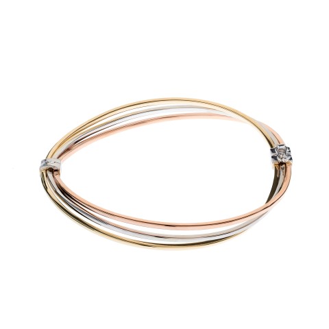 9ct Three Colour Gold Stacked Twist Bangle