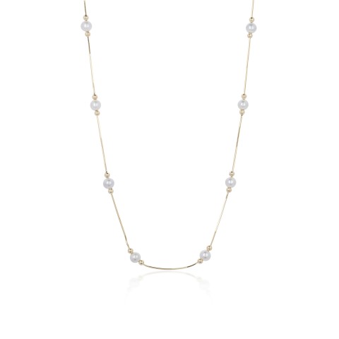 9ct Yellow Gold Pearl and Ball Necklace 1 