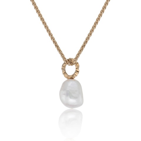 14ct Yellow Plated Silver Pearl Textured Pendant