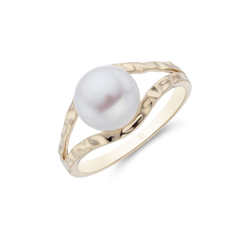9ct Yellow Gold Pearl Textured Ring