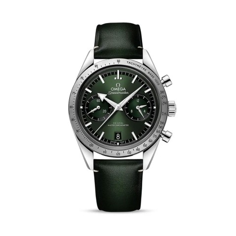 Omega Speedmaster 57 Mens Watch O33212415110001 Green Dial Leather Strap