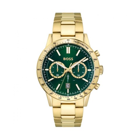 Hugo Boss Allure Mens Watch 1513923 Green Dial Gold Tone Bracelet