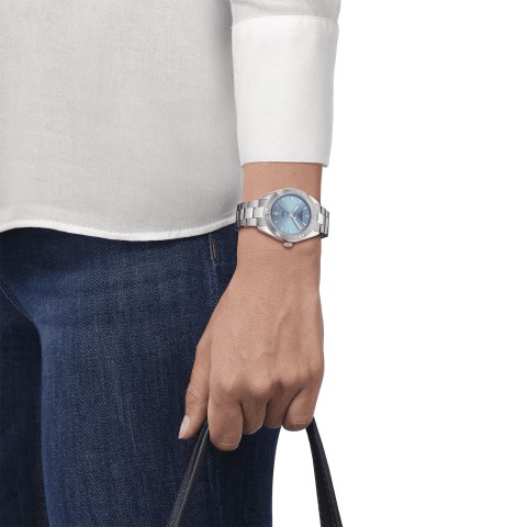 Tissot PR100 Sport Blue Dial Ladies Bracelet Watch T1019101135100