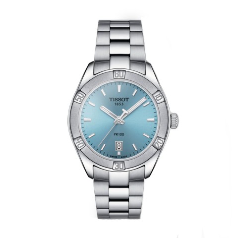 Tissot PR100 Sport Blue Dial Ladies Bracelet Watch T1019101135100