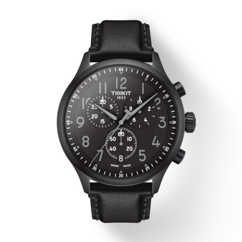 Tissot Chrono XL Black Dial Black Leather Strap Mens Watch T116.617.36.052.00